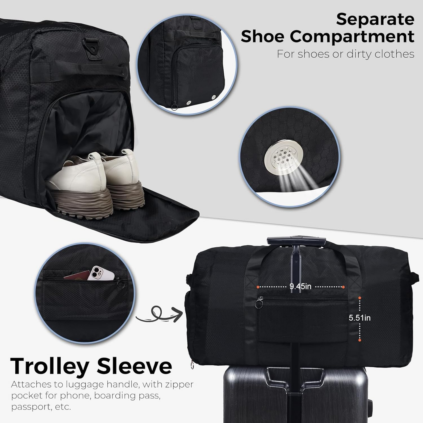 Foldable Travel Duffel Bag – Weekender & Gym