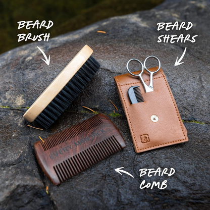 Beard Grooming Gift Kit – Oil, Balm & Comb