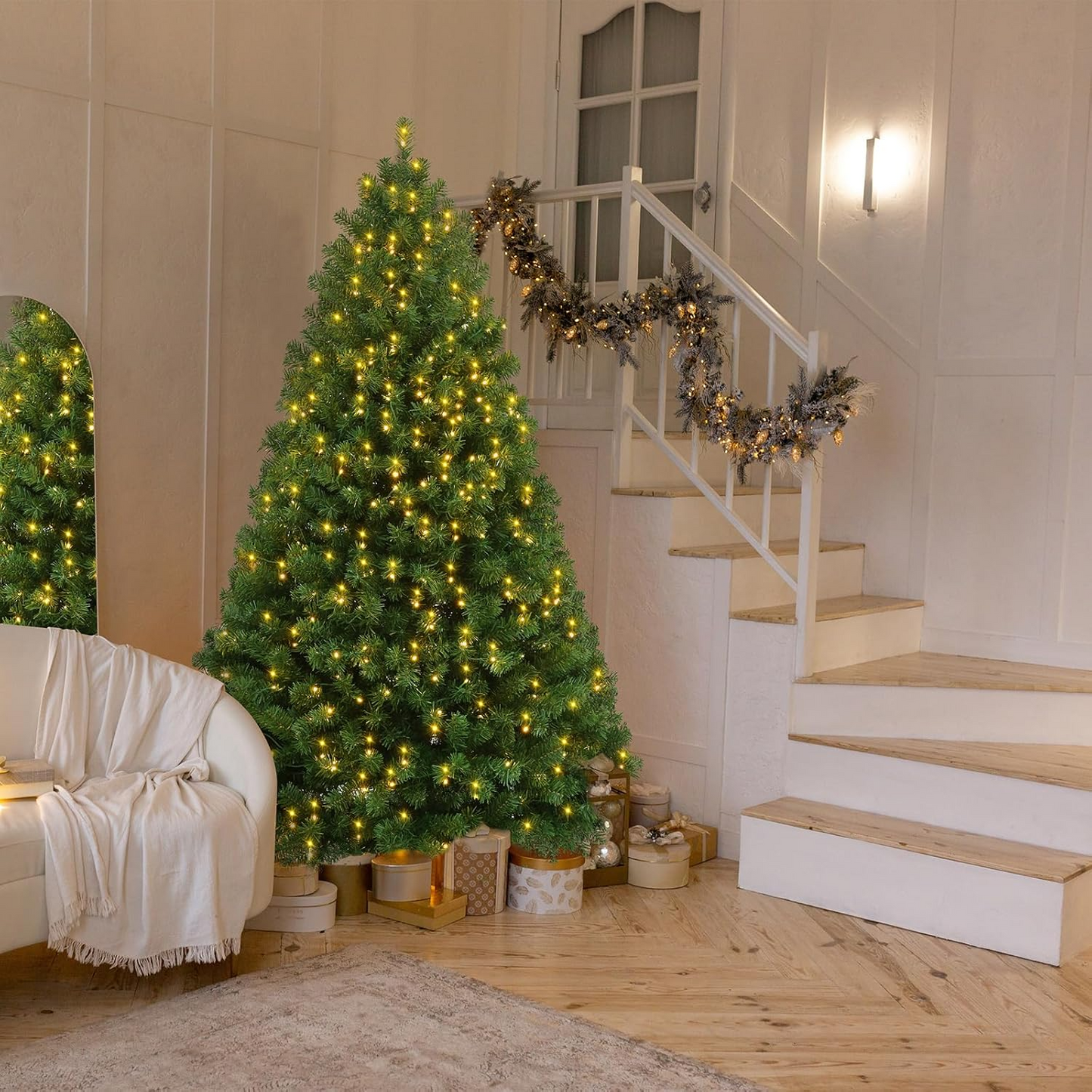 6ft Pre‑Lit Aspen Fir Christmas Tree Set – 380 LEDs, 11 Modes
